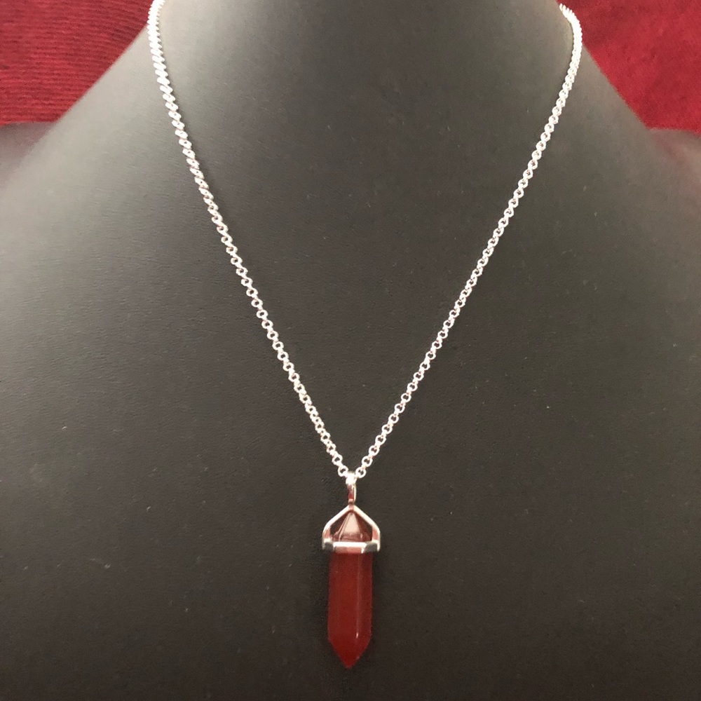 COPY - Genuine Carnelian Point Crystal Pendant w/Chain